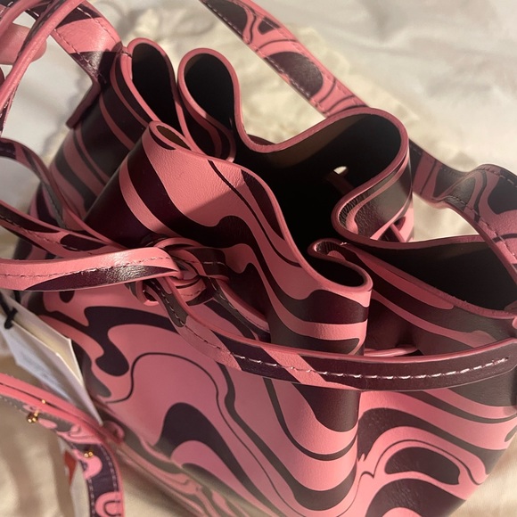 NWT Mansur Gavriel Mini Bucket Bag in Marble Flamingo/Plum - Picture 4 of 8